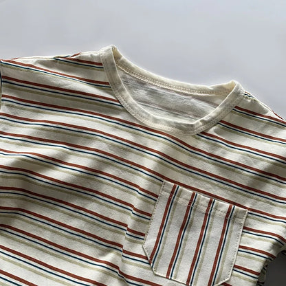 New Striped T-Shirt Baby Thin Section Bottoming Shirt Kids Casual Wear