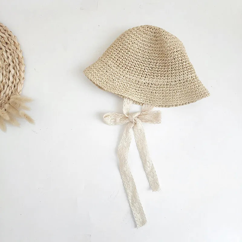 Baby Hat Summer Straw Bow Baby Girl Cap Beach Children Panama Hat