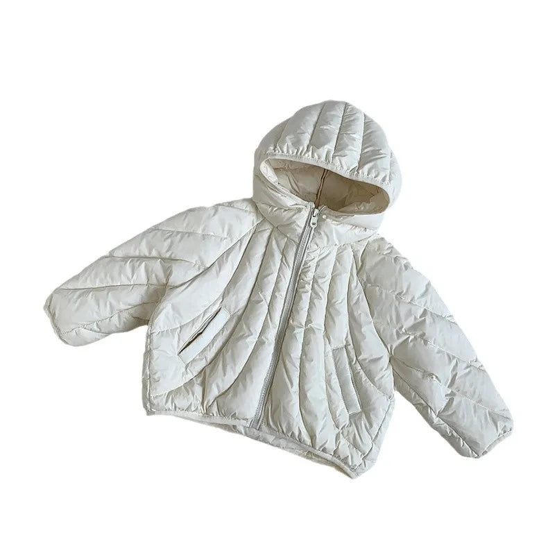 Children Hooded Down Jackets Solid Boys/Girls Fashion Simple Warm Zipper Coat