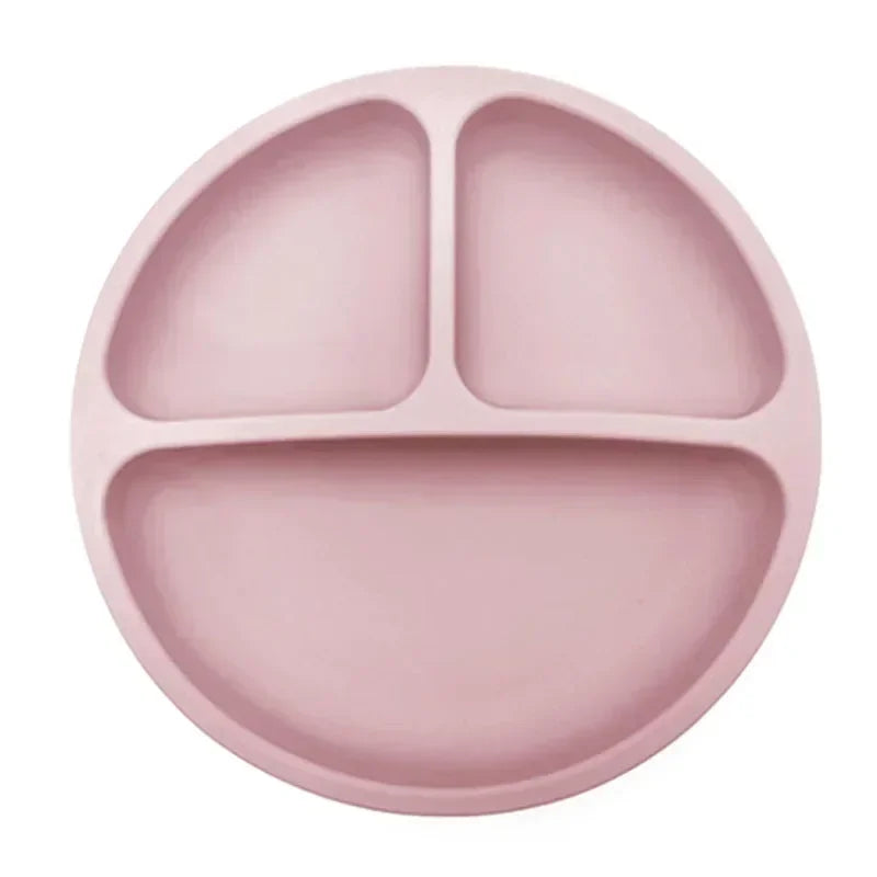 Feeding Plate Sucker Bowl Solid Smile Face Children Dishes Toddler Training Tableware