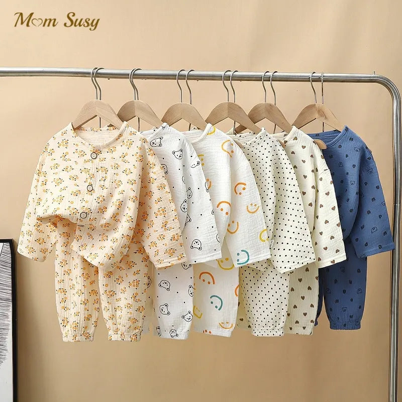 Baby Girl Boy Cotton Pajamas Set Shirt+Pant Infant Toddler Child Sleepwear