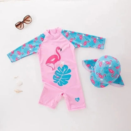 boys girls swimwear with cap surfing Wear swimming suit infant bathing Suit