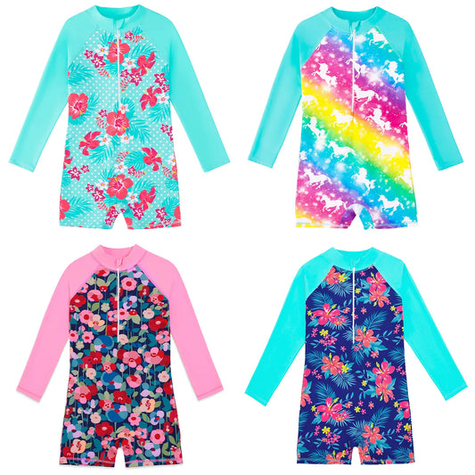 Children's Swimsuits Girls Long Sleeves Bathing Suit Unicorns Girls' Swimsuit