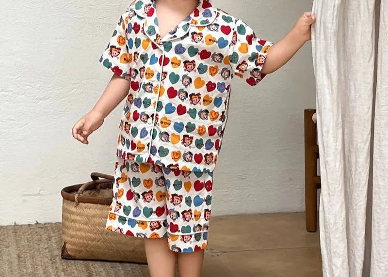 Summer Short-sleeved Children's Clothing Sleepwear Cotton Pyjamas Sets