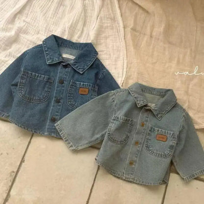 Toddler Baby Girls Boys Long Sleeve Denim Shirt