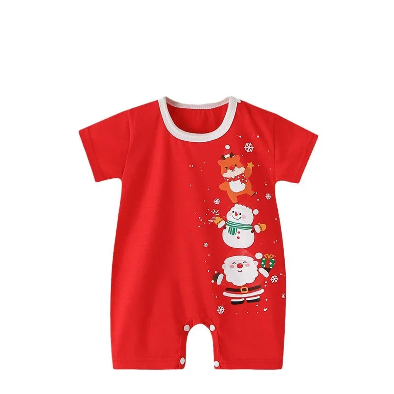 Baby Boys Summer Thin Cartoon Rompers Baby Girls Short Sleeve Bodysuit