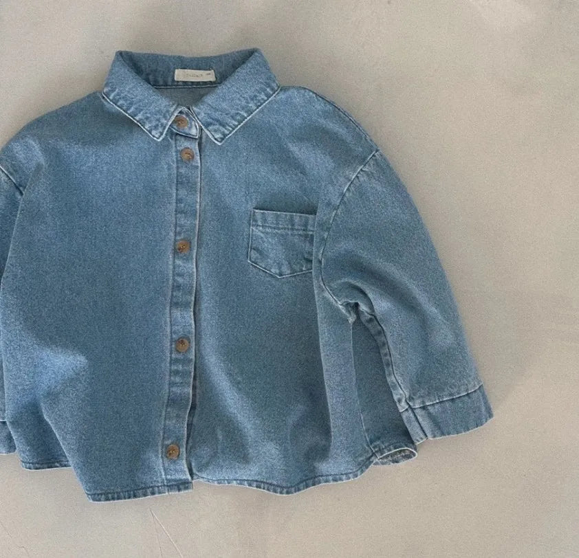 Boy Baby Casual Denim Coats Newborn Solid Cardigan Losse Long Sleeve Tops