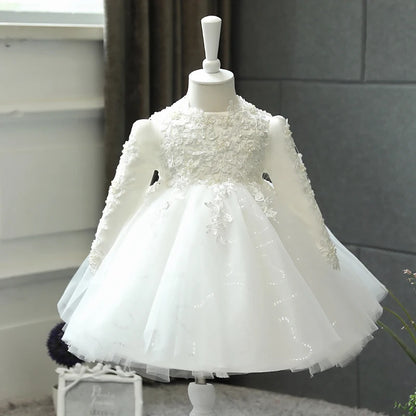 Girl Wedding Dress Long Sleeve Newborn Girls Princess Gowns