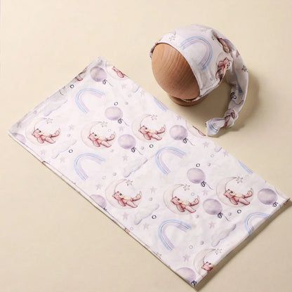 Newborn Photography Wrap Blankets Matching With Hats Infant Photography Props Cartoon Picture Shoot Swaddle