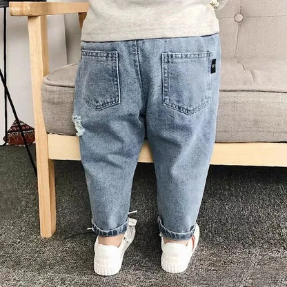 Boys Casual Jeans Children Denim Ripped Jeans