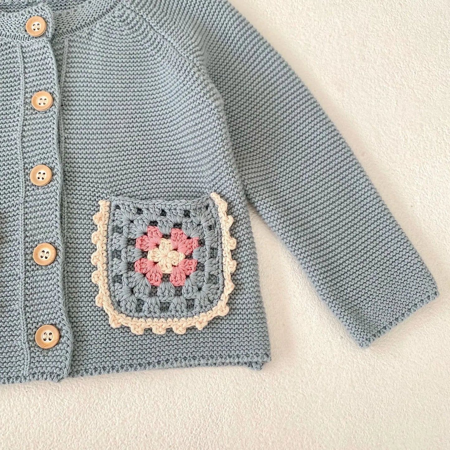 Boy Girl Knitting Cardigan Handmade Flower Sweaters Baby Clothes Sweaters