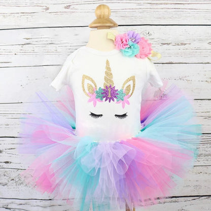 Baby Girl Dress Unicorn Party Tutu Girls Dress Newborn Baby Girls 1st Birthday Outfits