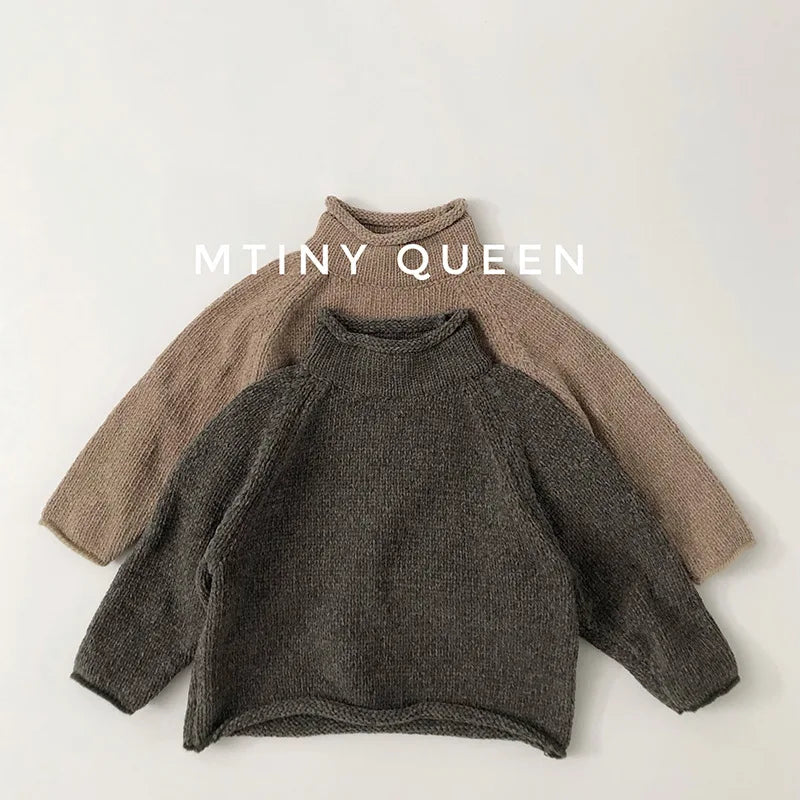 Children Long Sleeve Knit Sweater Baby Girl/Boys  Vintage Knitted Pullover Tops Kids