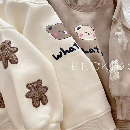 Sweatshirt Long Sleeve Turtleneck T-shirt Boys Clothes Bear Applique Winter Hoodie