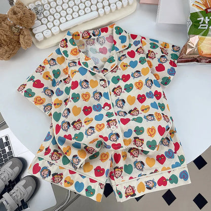 Children's Sleepwear Boys Pajamas 2Pcs Suit Girls Homewear Clothing