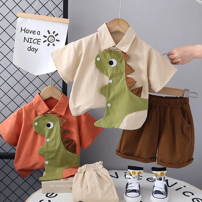 Cartoon Dinosaur Shirt Shorts 2Pcs/Set