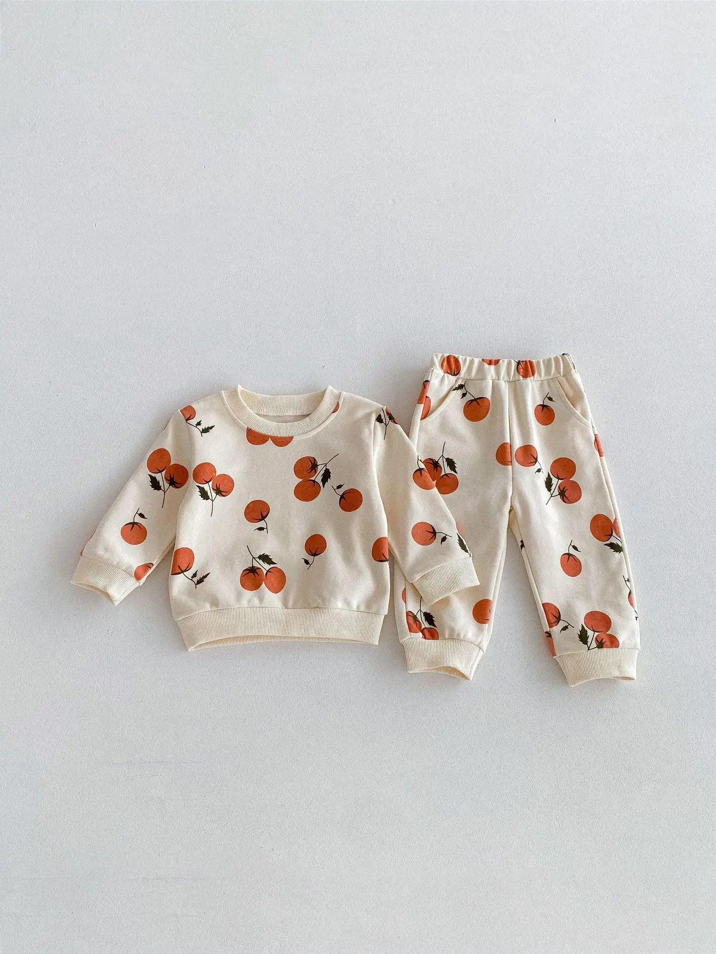 Baby Fruit Print Long Sleeve Tops + Pants 2pcs Kids Tracksuit