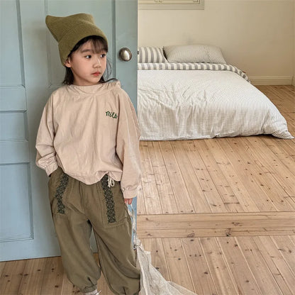 New Children Casual Pants Cotton Baby Girls/boys Embroidery Harem Pants