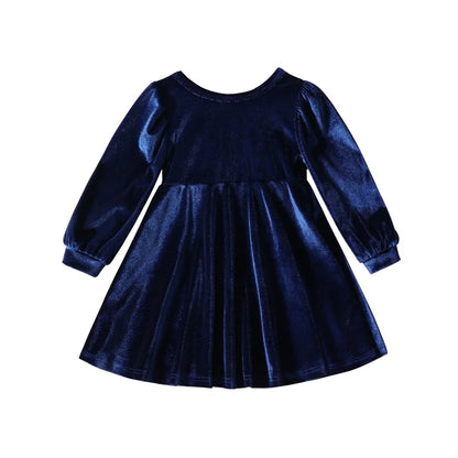 Baby Girl Velvet Dress Dress Back Hollow Out Bow Decoration Toddler Dress