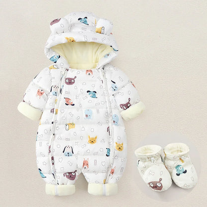 New born Baby Girl clothes Winter wear Snowsuit Plus Velvet Thick Baby Boy Jumpsuit Romper Overalls Toddler Coat infant overcoat