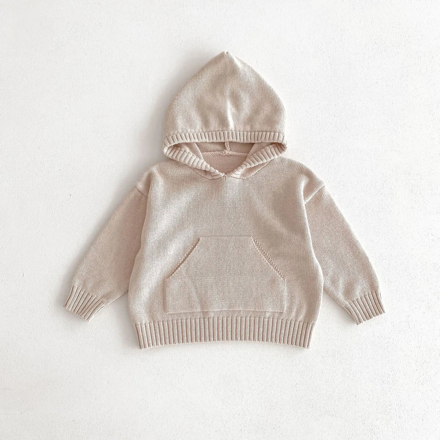 Boy Girl Solid Knitted Hooded Long Sleeve Hoodies Sweaters