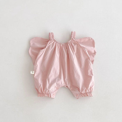 New Solid Girl Infant Angel Wings Overalls Cute Children Suspenders Jumpsuit