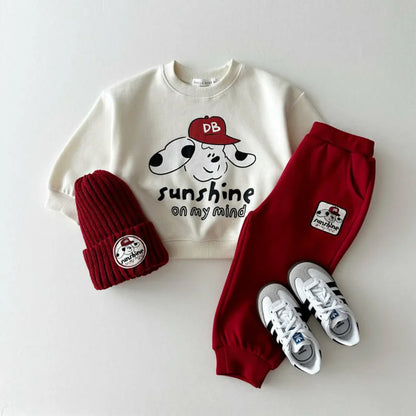 New Baby Cartoon Clothes Sets Infant Dog Print Sweatshirt + Pants 2pcs