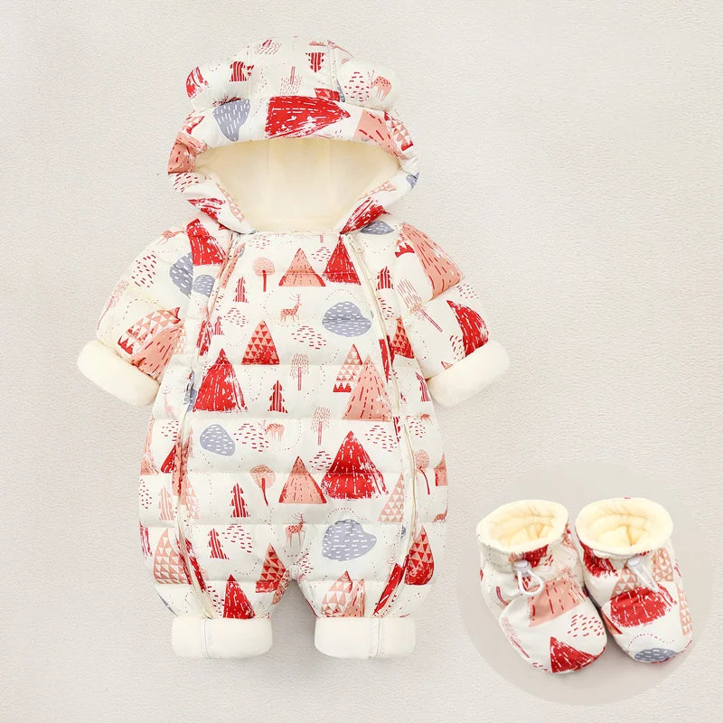 New born Baby Girl clothes Winter wear Snowsuit Plus Velvet Thick Baby Boy Jumpsuit Romper Overalls Toddler Coat infant overcoat