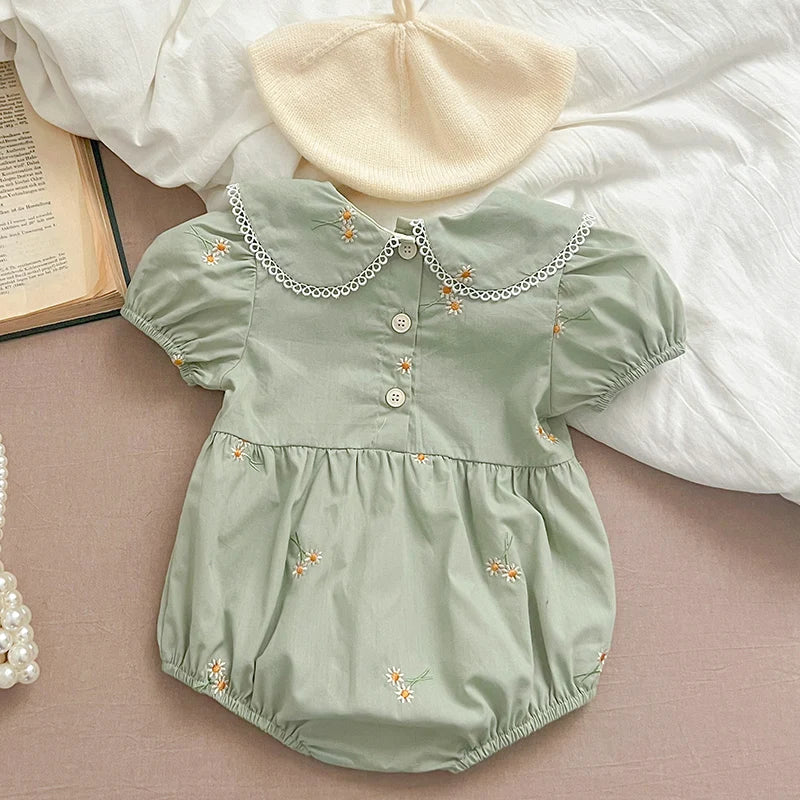 Baby Girl Clothing Newborn Baby Girl Romper Short Sleeved Cotton Embroidery Suit