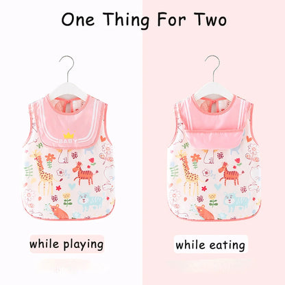 Toddler Waterproof Bib Drawing Sleeveless Pocket Apron Self Feeding Baby Cloth