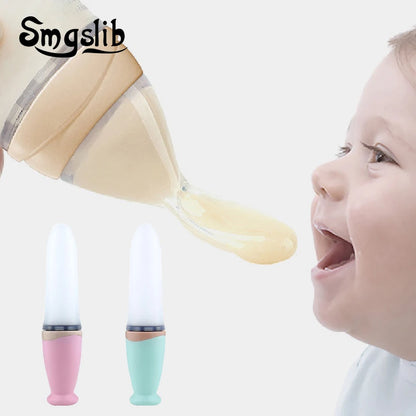 Baby Feeder Bottle 90ml Spoon with Cover for Infant Toddler Food Milk Medicine Feeder