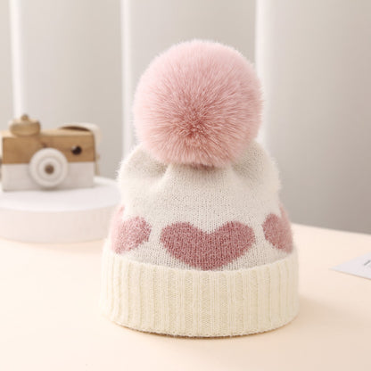 Baby Hat Double-layer Thickened Jacquard Heart