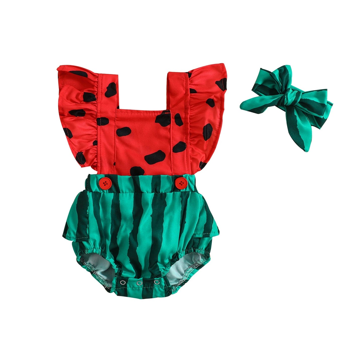 Cute Super Cute Hair Band Watermelon Baby Jumpsuit