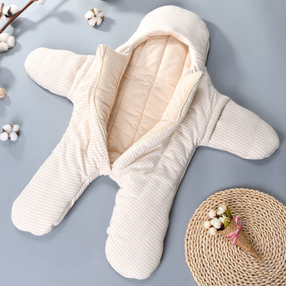 Newborn Baby Holding Quilt Sleeping Bag