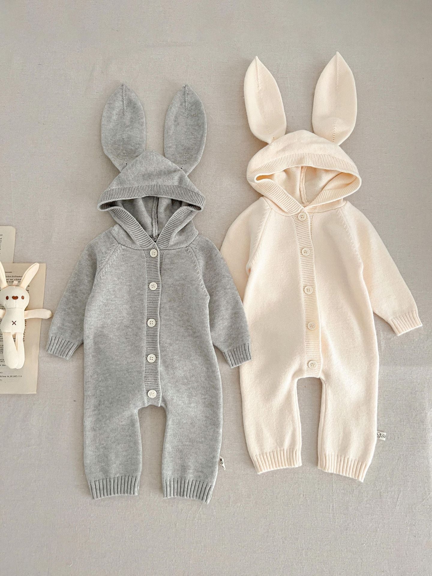 Western Style Cute Bear Ears Rabbit Ears Hooded Romper