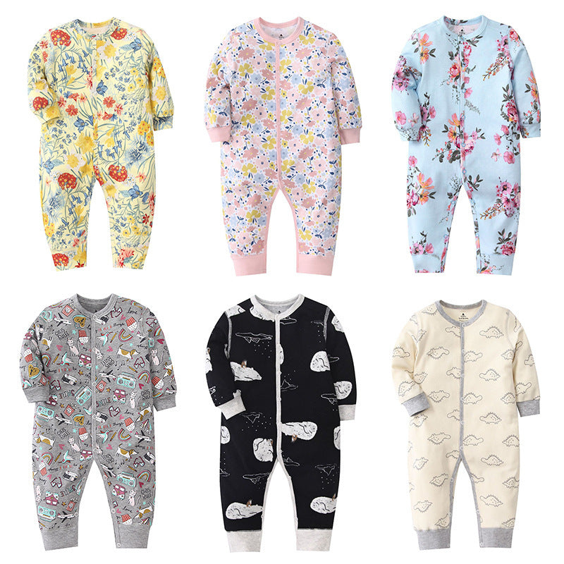 Infants Baby Jumpsuit Long Sleeve Button Romper