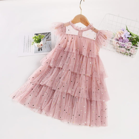 Girls' Dress Fairy Dress Star Sequins Cake