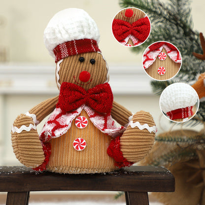 New Christmas Decorations White Hat Bow Gingerbread Man Doll