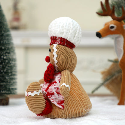 New Christmas Decorations White Hat Bow Gingerbread Man Doll