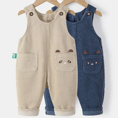 Baby Cartoon Cute Corduroy Suspender Pants