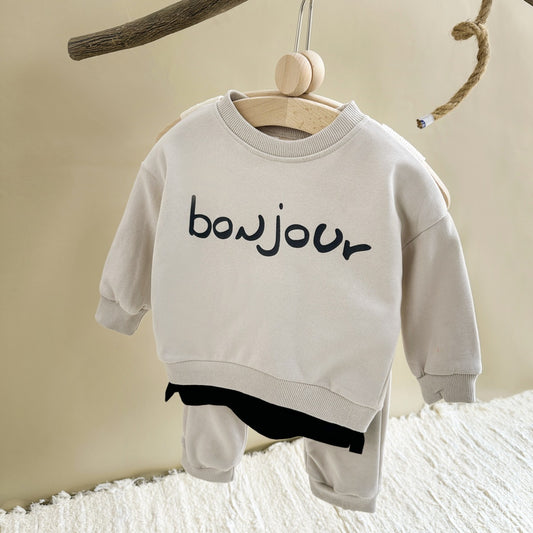 Round Neck Top And Sports Trousers Baby Suit