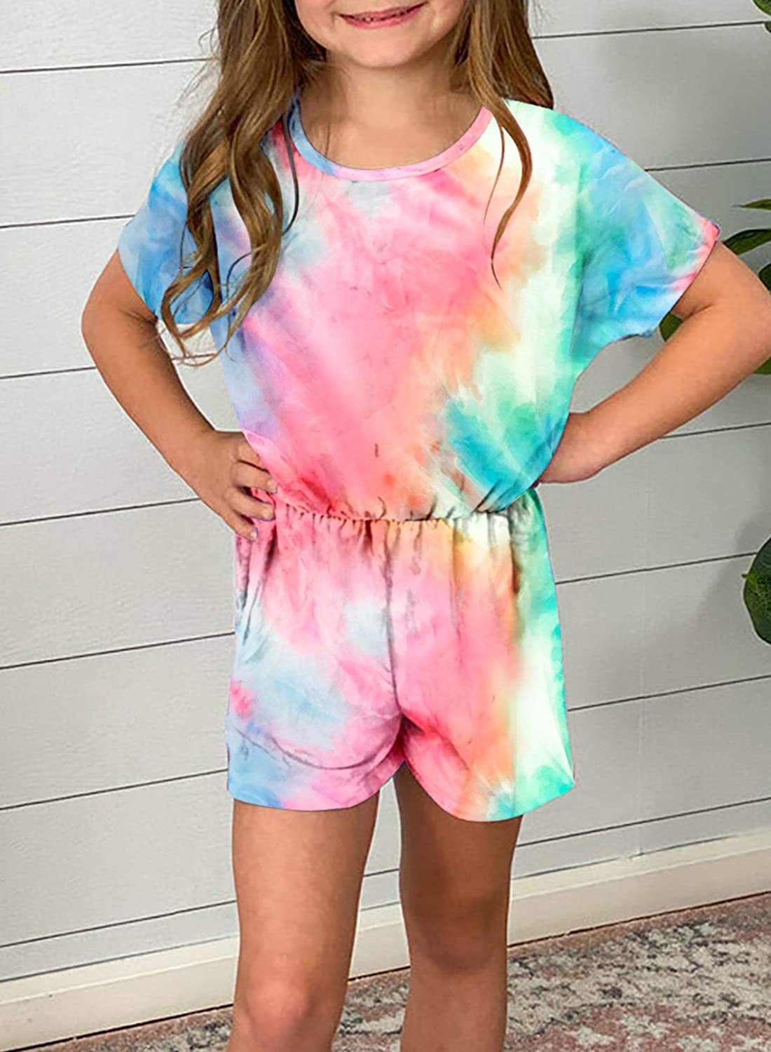 European And American Girls Tie-dye Round Neck Jumpsuit Women