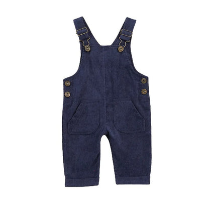 Children's Corduroy Sleeveless Solid Color Overalls