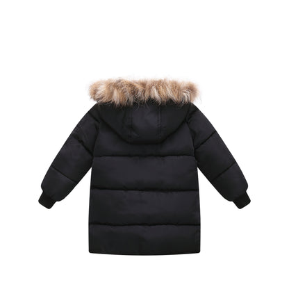 Children's Down And Wadded Jacket Camouflage Fur Collar Detachable Thickened Warm