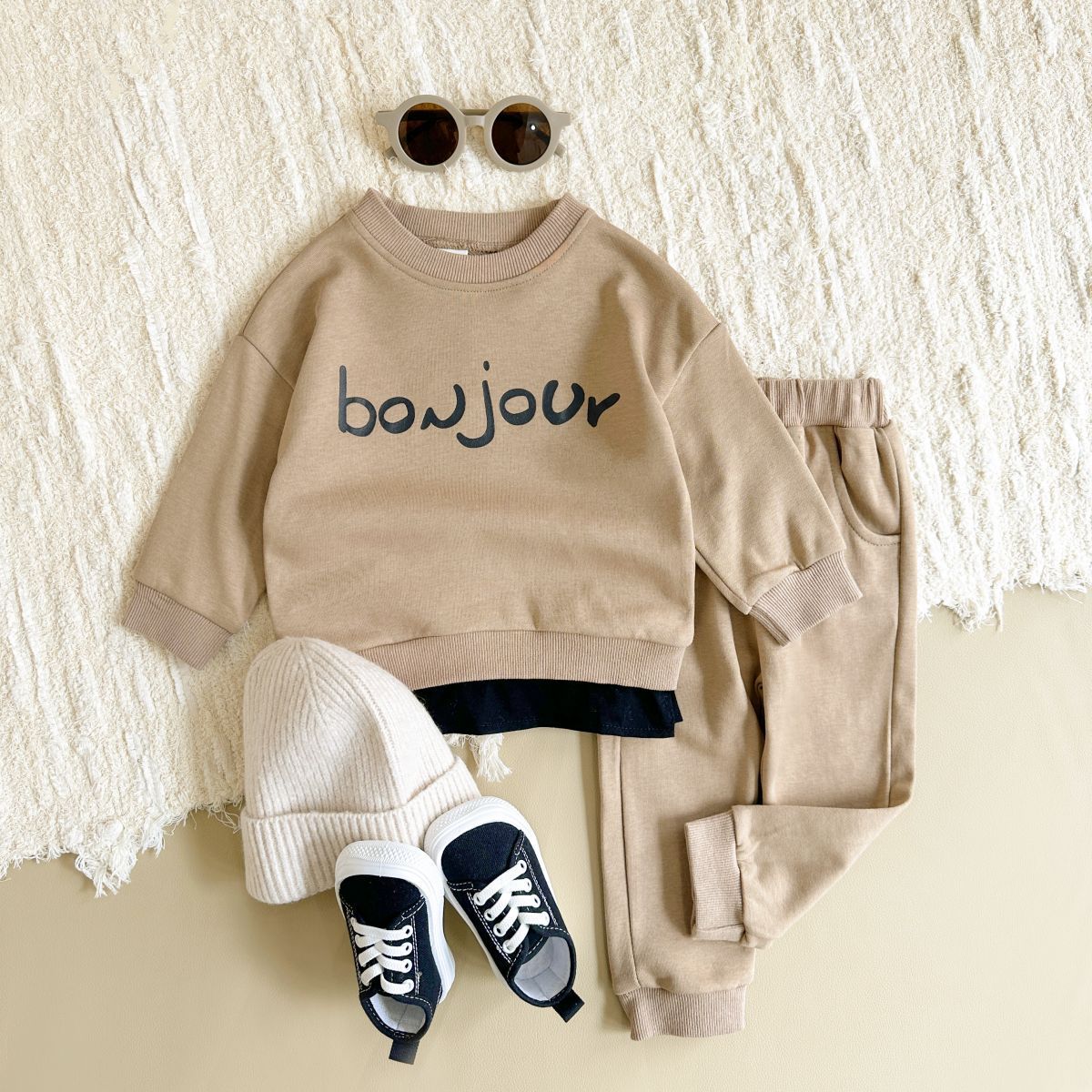 Round Neck Top And Sports Trousers Baby Suit