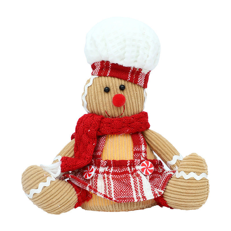 New Christmas Decorations White Hat Bow Gingerbread Man Doll