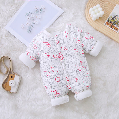 Baby Winter Thick Cotton Jumpsuit Long Sleeve