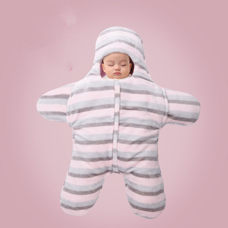 Newborn Baby Holding Quilt Sleeping Bag